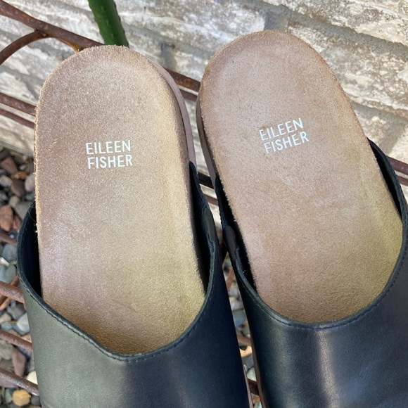 🐬 Eileen Fisher Bios Black Leather Mule 8.5 M - Picture 4 of 13